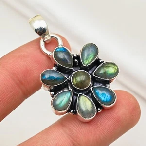 Beautiful Labradorite Pendant Gemstone Handmade 925 Sterling Silver Jewelry - Picture 1 of 4