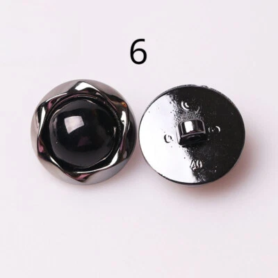 7Pcs 21mm Black Round Buttons Metal Loop DIY Sewing for Trench Coat Jacket - Image 1 of 4