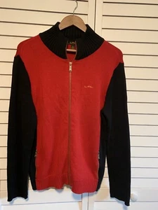LRL Lauren Ralph Lauren Pullover Damen XL rot schwarz Cardigan Full Zip Stickerei - Bild 1 von 12