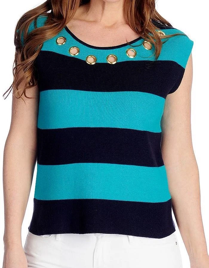 NUEVO - Suéter OSO Informal Tejido a Rayas Detalle Ojal Cuello Barco - XS L 1X Foto 1 de 1