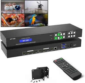 4x4 Support Web GUI w/IR Remote,4K HDMI Matrix Switch3.5mm Stereo Audio Extrac.. - Picture 1 of 7