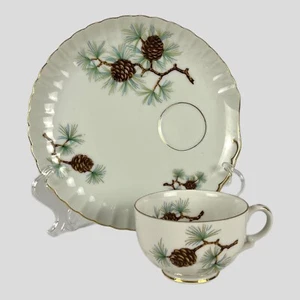 Vintage Norcrest Pine Cone Dessert Luncheon China Set Plates/Cups Japan 1950s - Picture 1 of 12