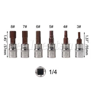 1/4 Metric Inner Hex Bit Sockets S2 Alloy Steel Silvery brown Pack of 6 - Picture 1 of 4