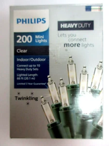 PHILIPS 200 CLEAR HEAVY DUTY MINI TWINKLING LIGHTS - NEW - Picture 1 of 4