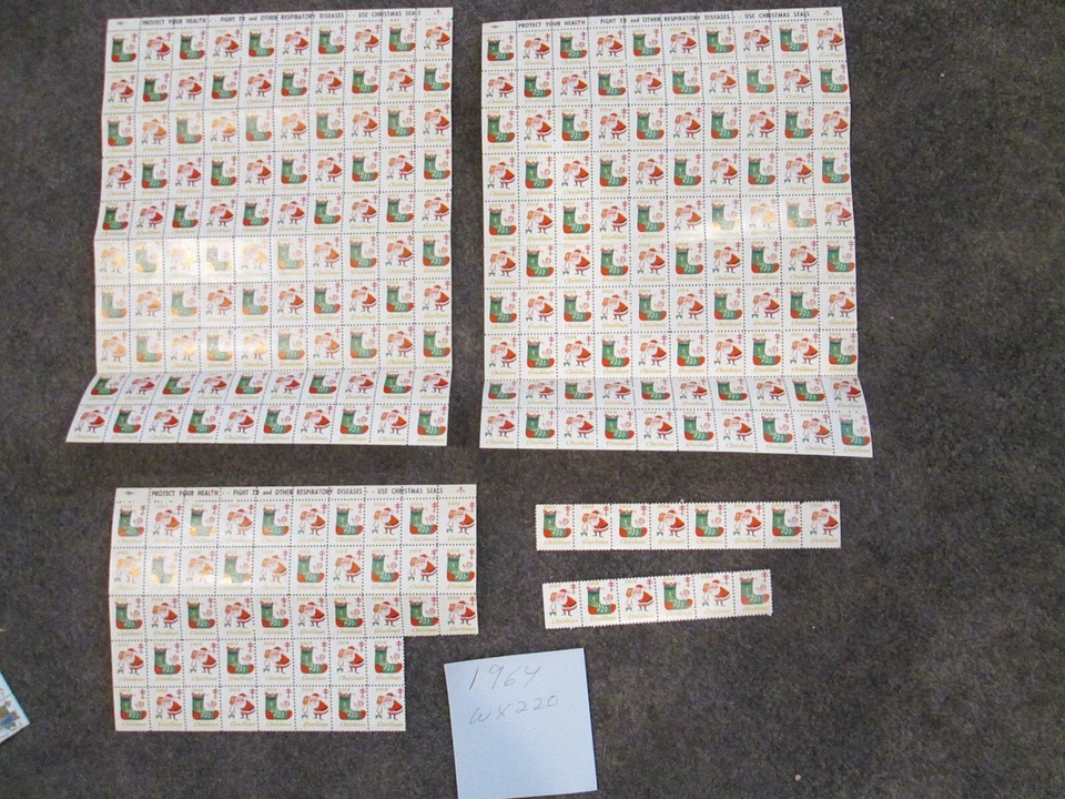 1964, 1967, 1971  USA CHRISTMAS SEALS -STAMPS LARGE LOT  of OVER 600 Stamps - Image 1 of 3