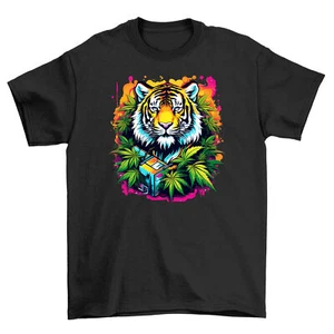 Weed Hemp_54 Tiger t-shirt - Roaringly Funny! Wild design, Unisex Printed Tee fo - Picture 1 of 46