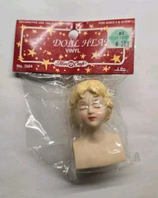 Fibre Craft Vinyl Doll Head Crafts 2 3/4” Blonde Hair 7684 Angel Closed Eyes - Image 1 of 2