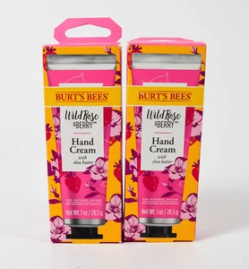 2 Burt's Bees Hand Cream WILD ROSE & BERRY w/ Shea Butter 1 oz - Picture 1 of 3
