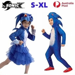 SONIC The Hedgehog Cosplay Costume Kids Jumpsuit Hat Dress Halloween Party AU - Picture 1 of 11