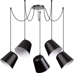 Pendelleuchte Negro Blanco Flexible Cable 5-flmg Metal Lámpara Colgante Salón - Imagen 1 de 1