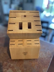 Swivel Rotating 20 Slot Universal Knife Block: Large Bamboo Wood Knife Block - Picture 1 of 5