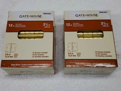 Paquete de 12 bisagras de puerta de latón satinado de 3-1/2" de radio de 5/8" nuevos herrajes Foto 1 de 4