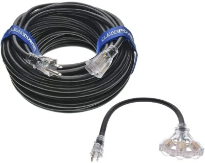 CP Combo Pack: 150 ft 12/3 SJTW Outdoor Ext Cord & 2 ft 3-Outlet Adapter CP10223