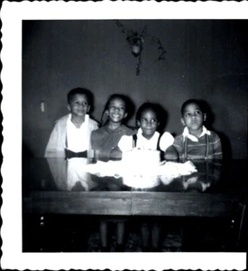 VTG Photo Young African American Brothers & Sisters Birthday Cake - Picture 1 of 1