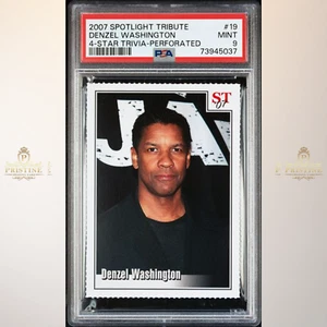DENZEL WASHINGTON 2007 Spotlight Tribute 4 Star Trivia Perforated PSA 9 *LOW POP - Picture 1 of 2