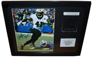 Alvin Kamara Framed GAME WORN swatch COA with reprint 8x10 Photo - Picture 1 of 3
