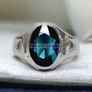 Alexandrite Oval Cut  Gemstone With 925 Sterling Silver Ring For Men's #50 * - Picture 1 of 6