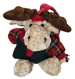 Dan Dee Moose Reno Peluche Elección de Coleccionista Largo Santa Sombrero Chaqueta a Cuadros 17" - Imagen 1 de 14
