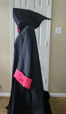Handmade Black & Red Hooded Wizard Cape Unisex Size XL - Image 1 of 4