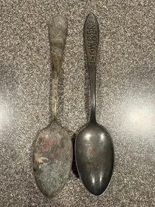 2 Antique Vintage Silverplate Spoons Newberg Statue Of Liberty - Picture 1 of 4