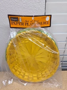 4 Vtg Sealed Wicker Type Paper Plate Holders New In Package Sears 49106 (B5) - Picture 1 of 7