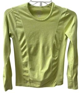 ATHLETA GIRL SOLID TRACKER LONG SLEEVE Shirt Girl’s Medium 8-10 Lime Heather - Picture 1 of 7