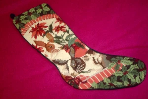 Medias de Navidad de colección conejo punta de aguja conejito pascua lana completa 22" lg - Imagen 1 de 7