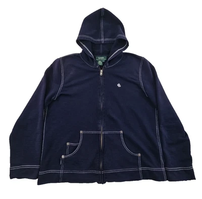 Толстовка с капюшоном женская Green Label Lauren Ralph Lauren L темно-синяя Y2K на молнии б/у в отличном состоянии - Изображение 1 из 4