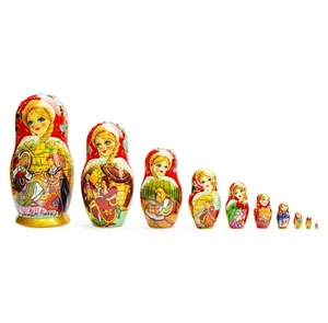 Set of 10 Cinderella Wooden Nesting Dolls 10 Inches - Picture 1 of 2