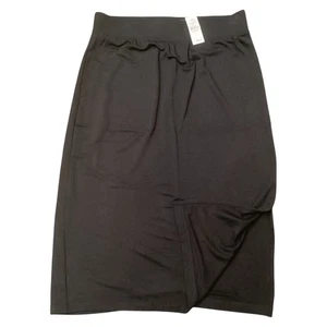 LOFT Outlet Black Skirt Soft Knit Lightweight Side Slit Midi Large NWT Office - Picture 1 of 8