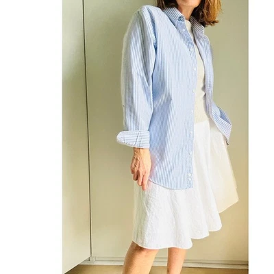 Y2K Mens Pinstriped Button Down Shirts Womens oversized Fit cotton Size Mens 16 - Image 1 of 4