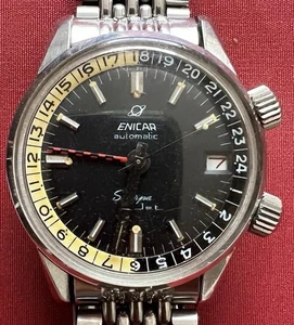ENICAR SHERPA JET 600 GMT 148.35.02 CAL. AR 1146 ANNO 1966 FUNZIONANTE 💯 100% - Foto 1 di 19