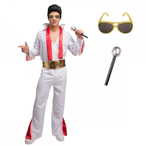 Adult King of Rock & Roll + Mic + Glasses 50's Legend Fancy Dress (Wig NOT incl) - Picture 1 of 4