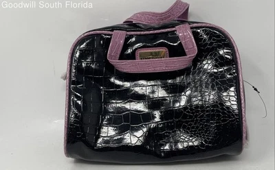 Bolso de cosméticos Kenneth Cole Reaction para mujer negro púrpura cocodrilo en relieve con etiqueta Foto 1 de 4