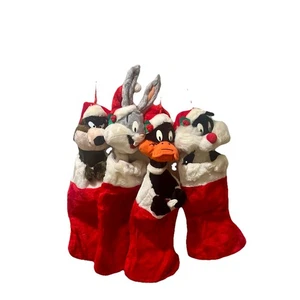 4er Set Looney Tunes Weihnachtsstrümpfe Plüsch 3D Köpfe Mithy 1993 - Bild 1 von 15