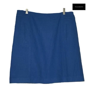 Talbots Sz 14 Wool Blend Solid Blue Mini Skirt w Pockets Chic and Stylish - Bild 1 von 12