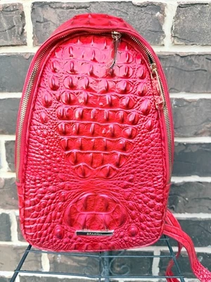 Mochila Brahmin Jordan nueva con etiquetas $345 destacada en cuero Sriracha Melbourne rojo Foto 1 de 4