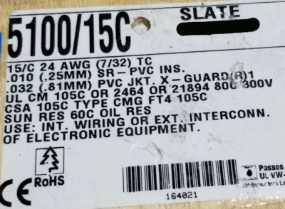 Alpha Wire 5100/15C 24/15C XtraGuard 1 Premium Shielded Control Cable 105C /10ft - Image 1 of 4