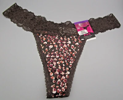 MAIDENFORM ~ 2XL 9 ~ DMESLT ~ какао Cat печати сексуальный должен иметь цветочный кружева стринги - Изображение 1 из 4