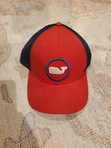Vineyard Vines Hat Red Snap Back Canvas Adjustable Casual Preppy Whale - Picture 1 of 2