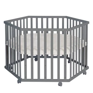 Roba Kids Laufgitter 6-eckig inkl. Schutzeinlage Greyish gesteppt Luxe TOP - Bild 1 von 8