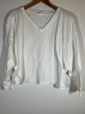 American Vintage white Aksun v-neck dropped shoulders tshirt California sz S - Image 1 of 4