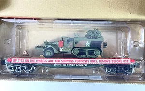 Menards 279-3384 US Army Flatcar w/ Half Track - O gauge - New - Picture 1 of 6