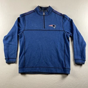 New England Patriots Sweater Mens Medium Blue 1/4 Zip Reversible Tommy Bahama - Picture 1 of 17