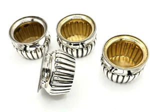 Four (4) Vintage Gorham Ribbed Sterling Silver Master Salts / Salt Cellars - Picture 1 of 7