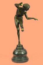 Hand Made Nude Girl Juggler Acrobat Bronze Sculpture Home Office Decor Figurine