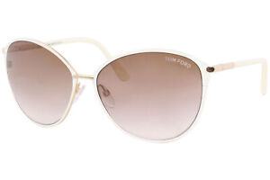 Tom Ford Penelope TF320 32F Sunglasses Shiny Pale Gold-Ivory/Brown Gradient Lens