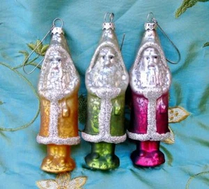 New Bethany Lowe Christmas Ombre Set 3 Santa Belsnickle Glass Ornament - Picture 1 of 4