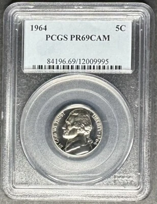 Jefferson Nickel 1964 prueba graduación profesional cámara Pr-69, compra 3 artículos, ¡obtén $5 de descuento!! Foto 1 de 2