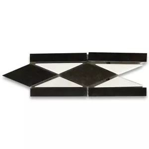 B0007P Marmor Mosaik Rand Liste Akzent Fliese Classic Schwarz 3x7.9 Poliert - Bild 1 von 8